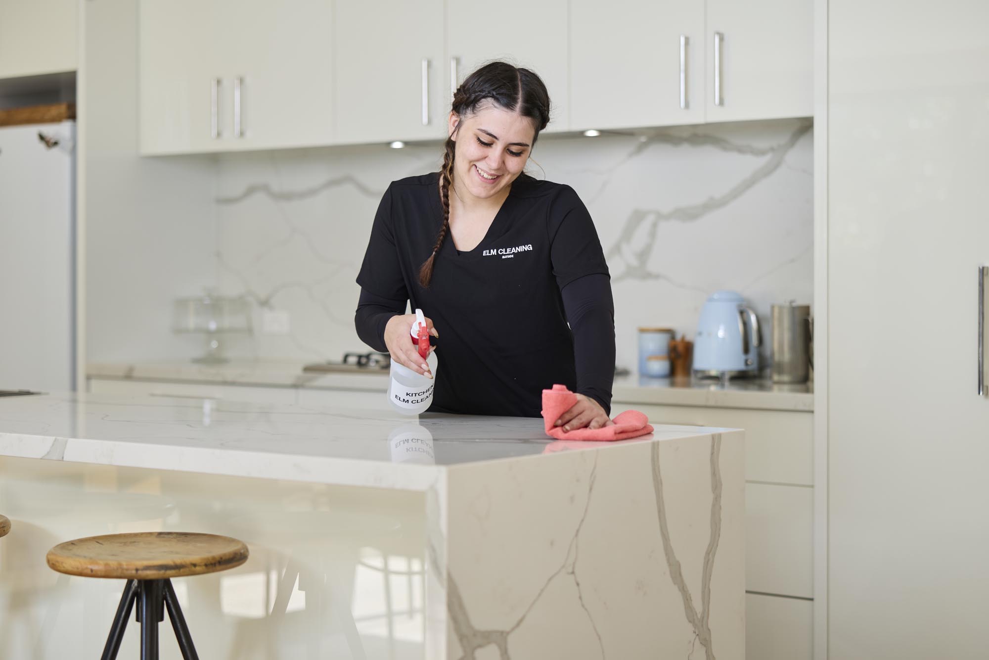 Support worker assisting in a kitchen environment